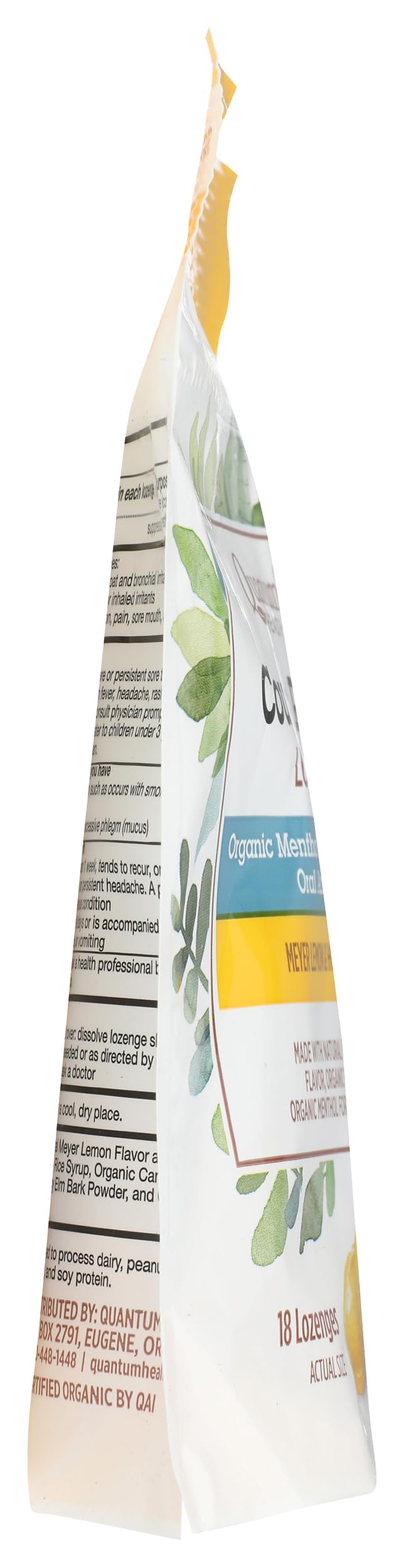 Etiqueta de ingredientes orgánicos de Quantum Health, destaca productos USDA Organic.