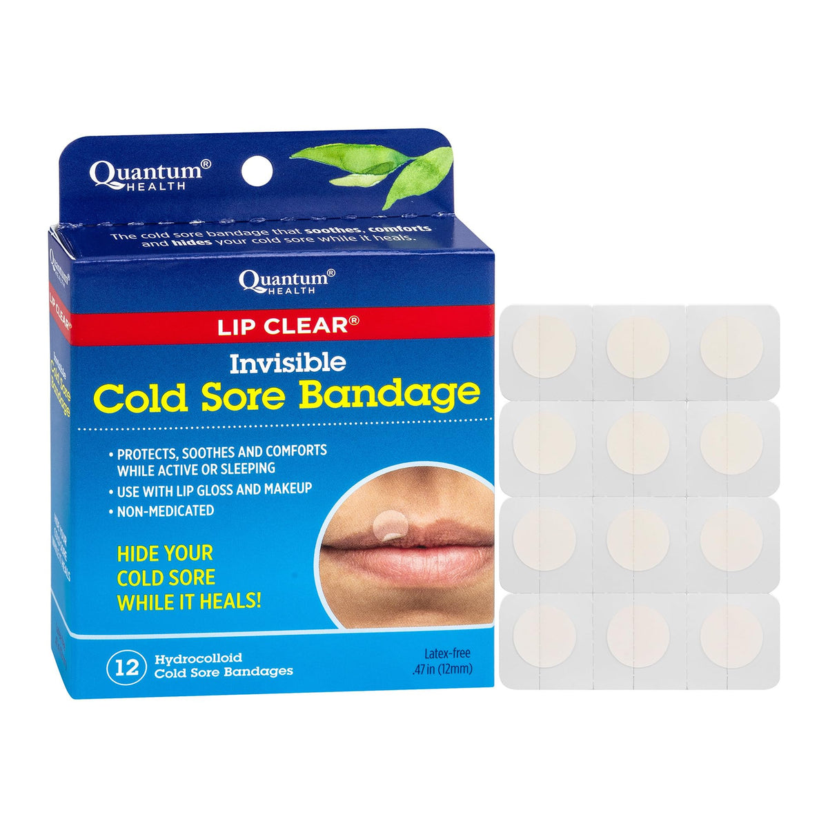 Parche invisible Quantum Health para herpes labial, discreto y protector para los labios.