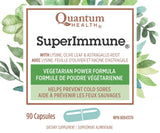 Quantum Health Super Immune+ cápsulas dorso, formato vegetariano práctico.