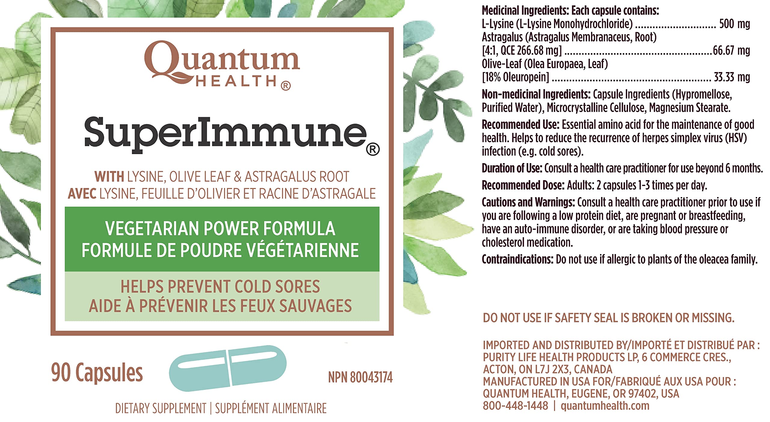 Quantum Health Super Immune+ cápsulas con etiqueta, fácil identificación.