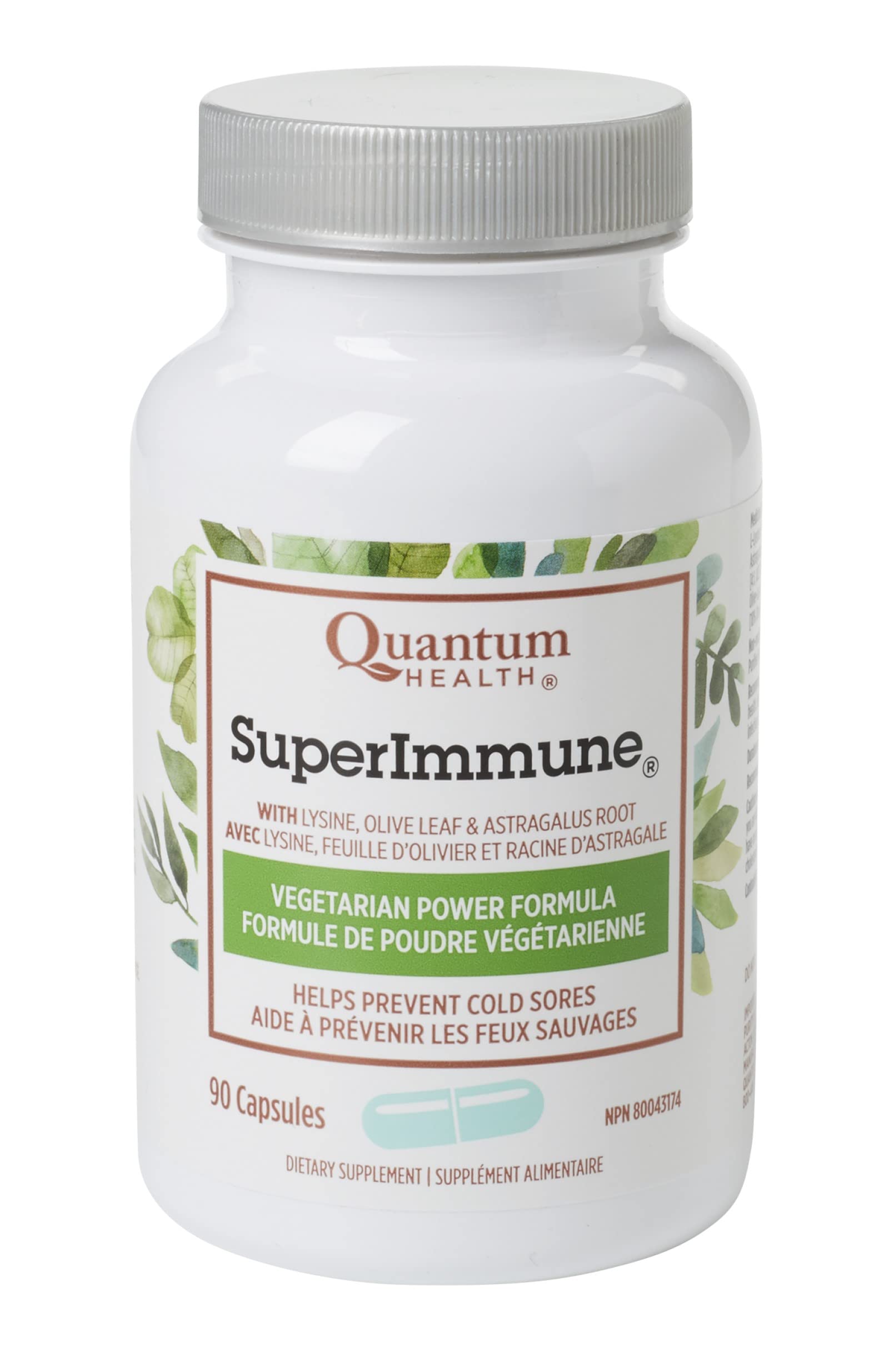Quantum Health Super Immune+ cápsulas frente, apoyo diario al bienestar general.