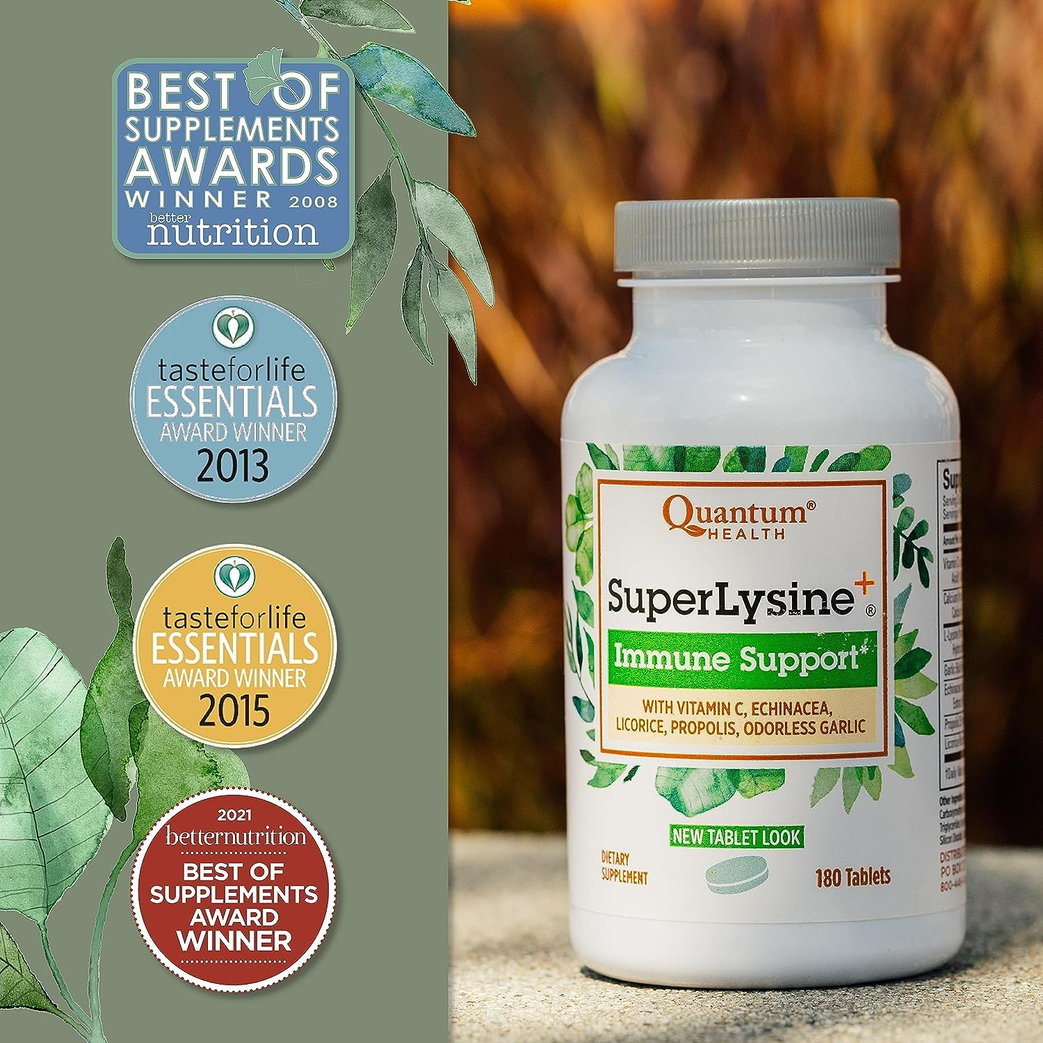 Quantum Health SuperLysine+ ingredientes clave: lisina, vitamina C y equinácea