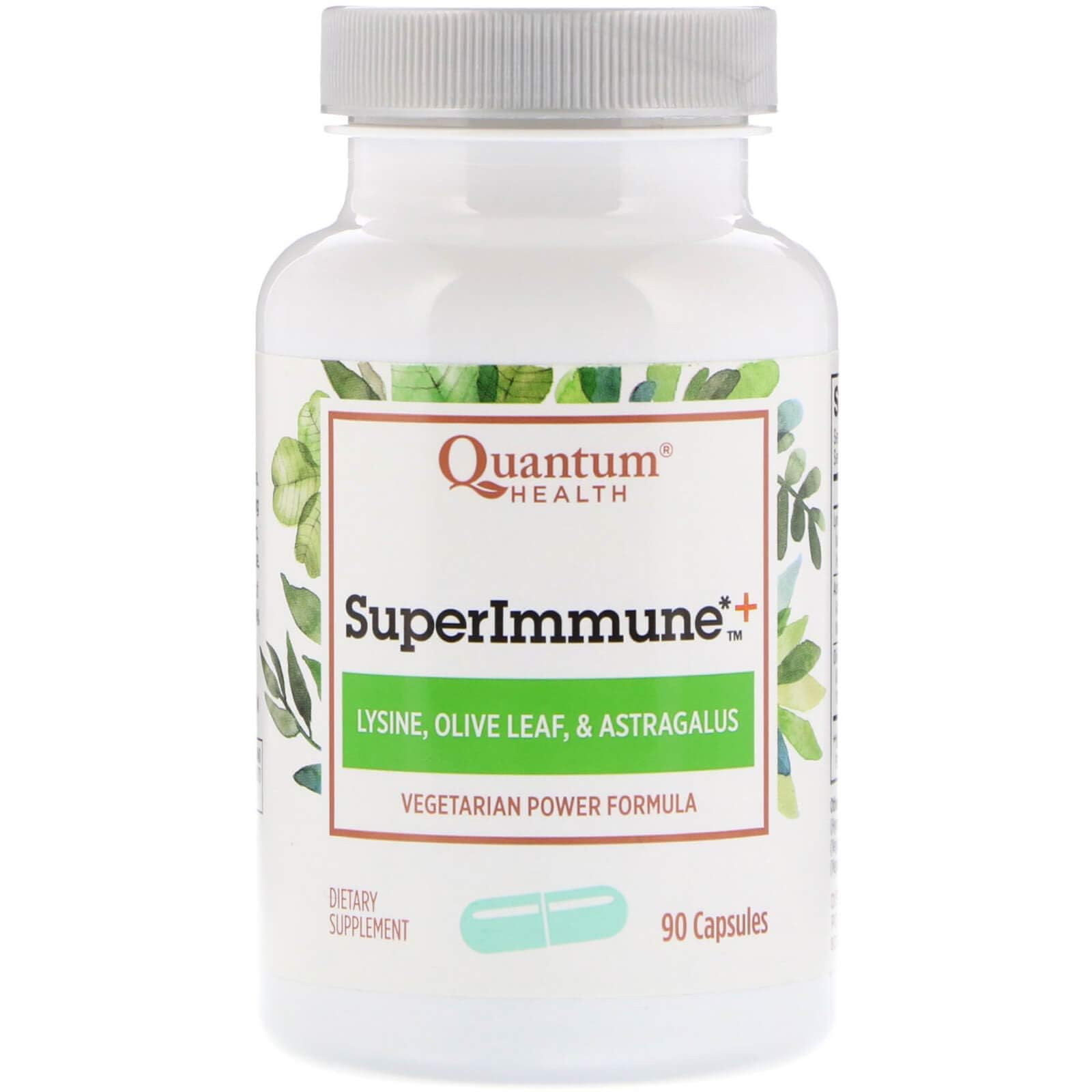 Quantum Super Immune+ cápsulas vegetales con L-Lisina para apoyo diario del sistema inmunológico.