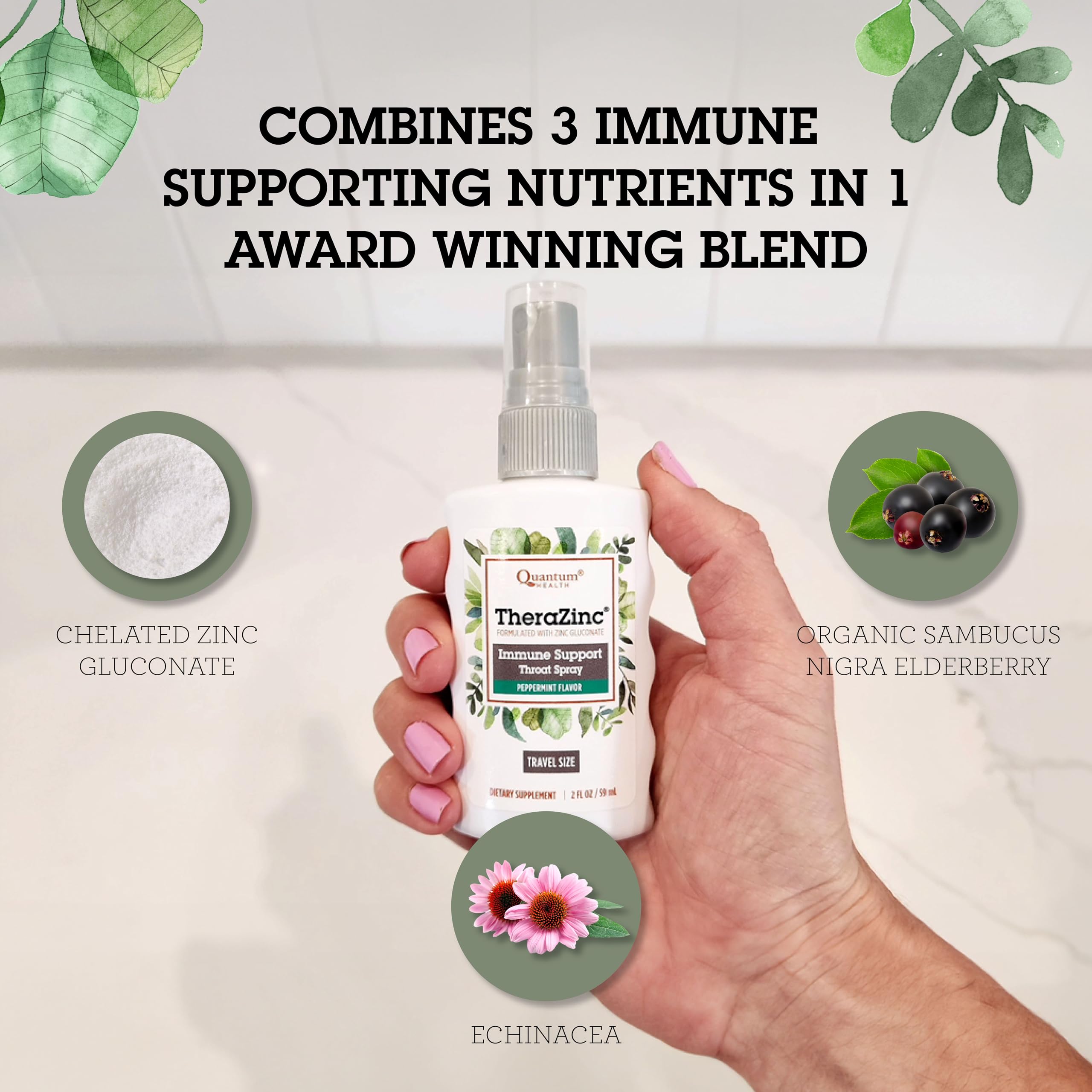 Quantum TheraZinc aerosol bucal contiene mentol para frescura