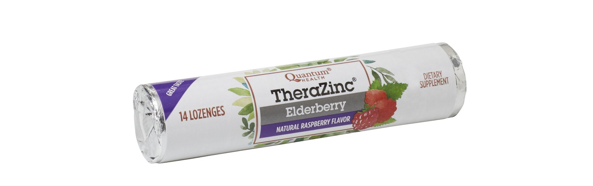 Quantum TheraZinc Elderberry: empaque compacto para viaje y uso diario