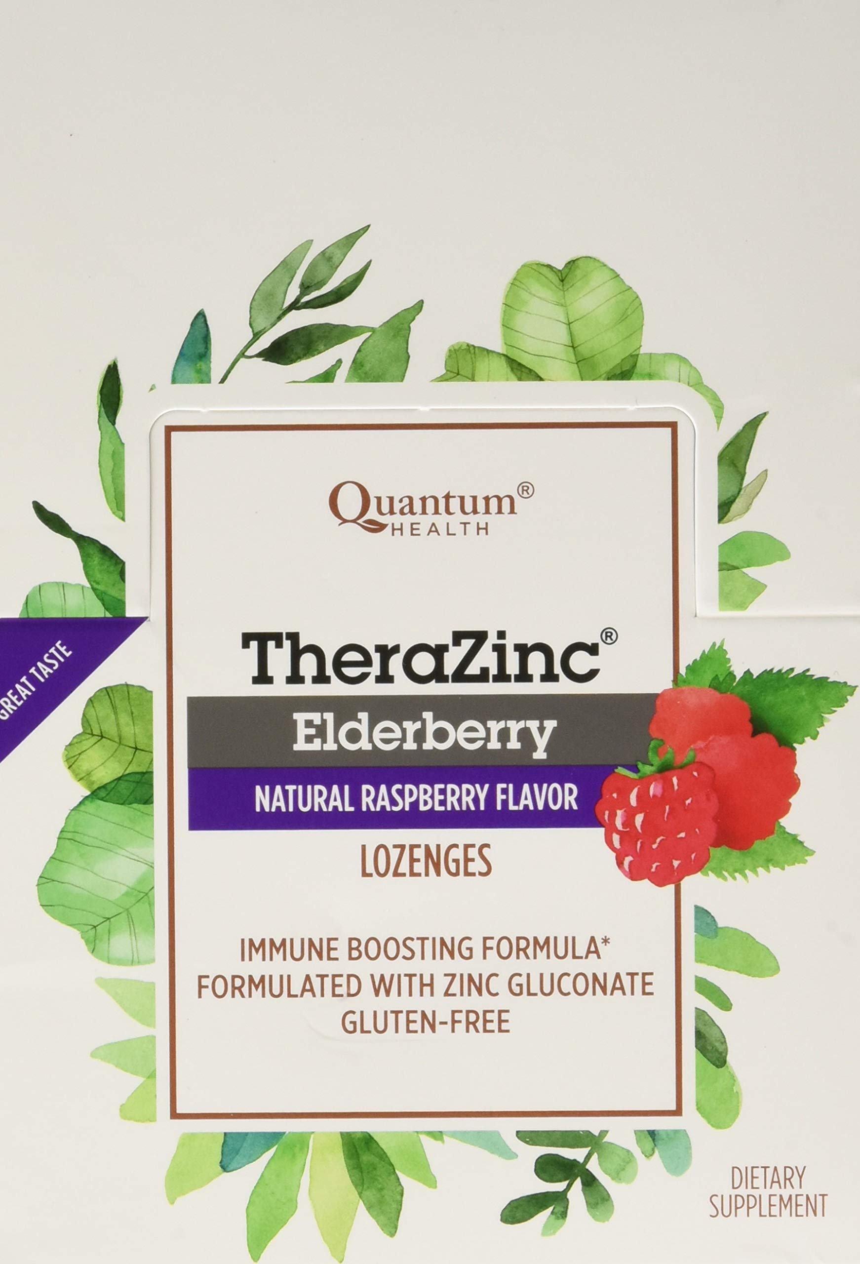 Quantum Zinc Elderberry presentación 12 pastillas, formato práctico para llevar.