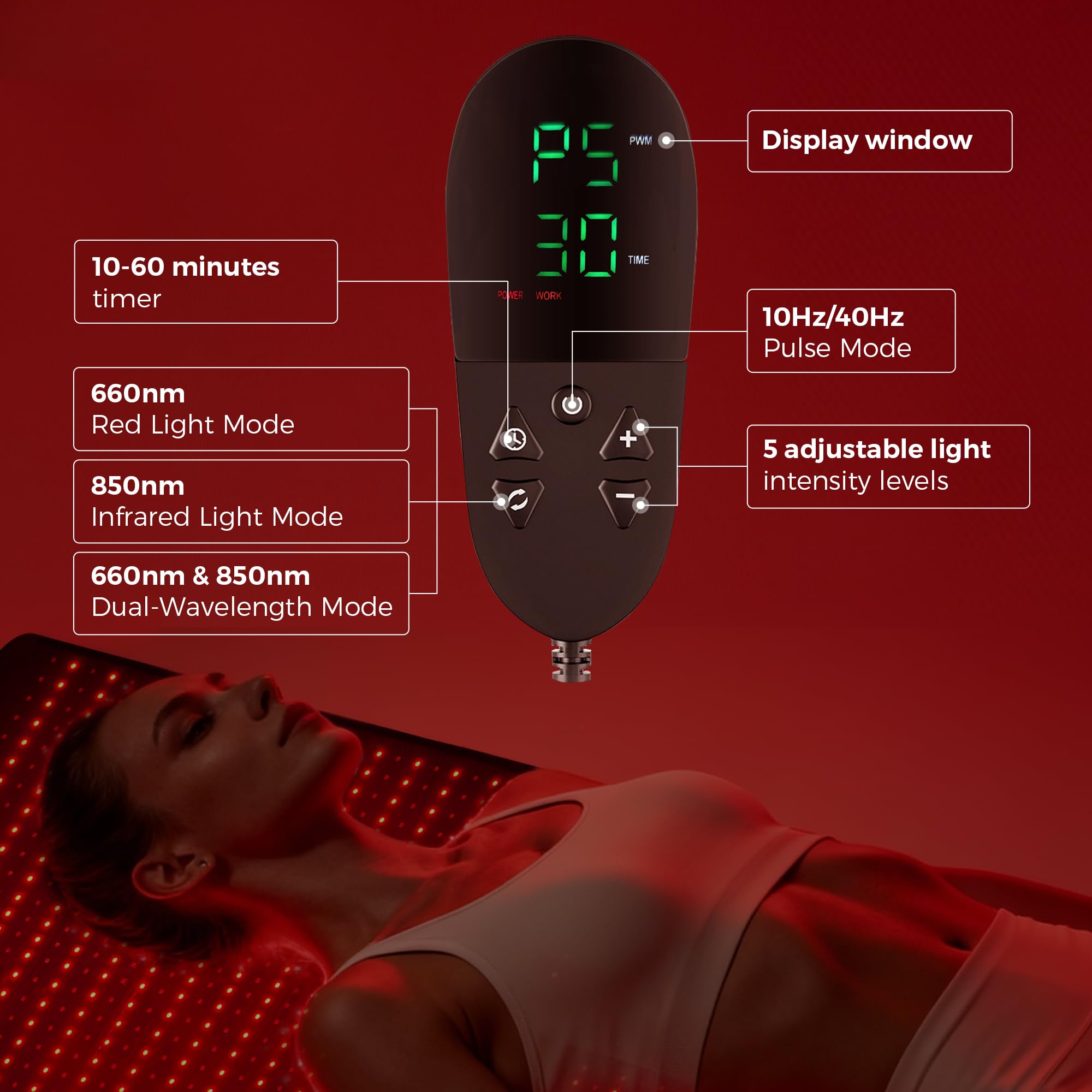 Relajación de cuerpo completo con QuasarMD Mat de luz infrarroja.
