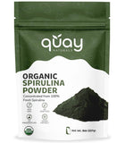 Quay Naturals Spirulina orgánica en polvo en tarro, ideal para batidos