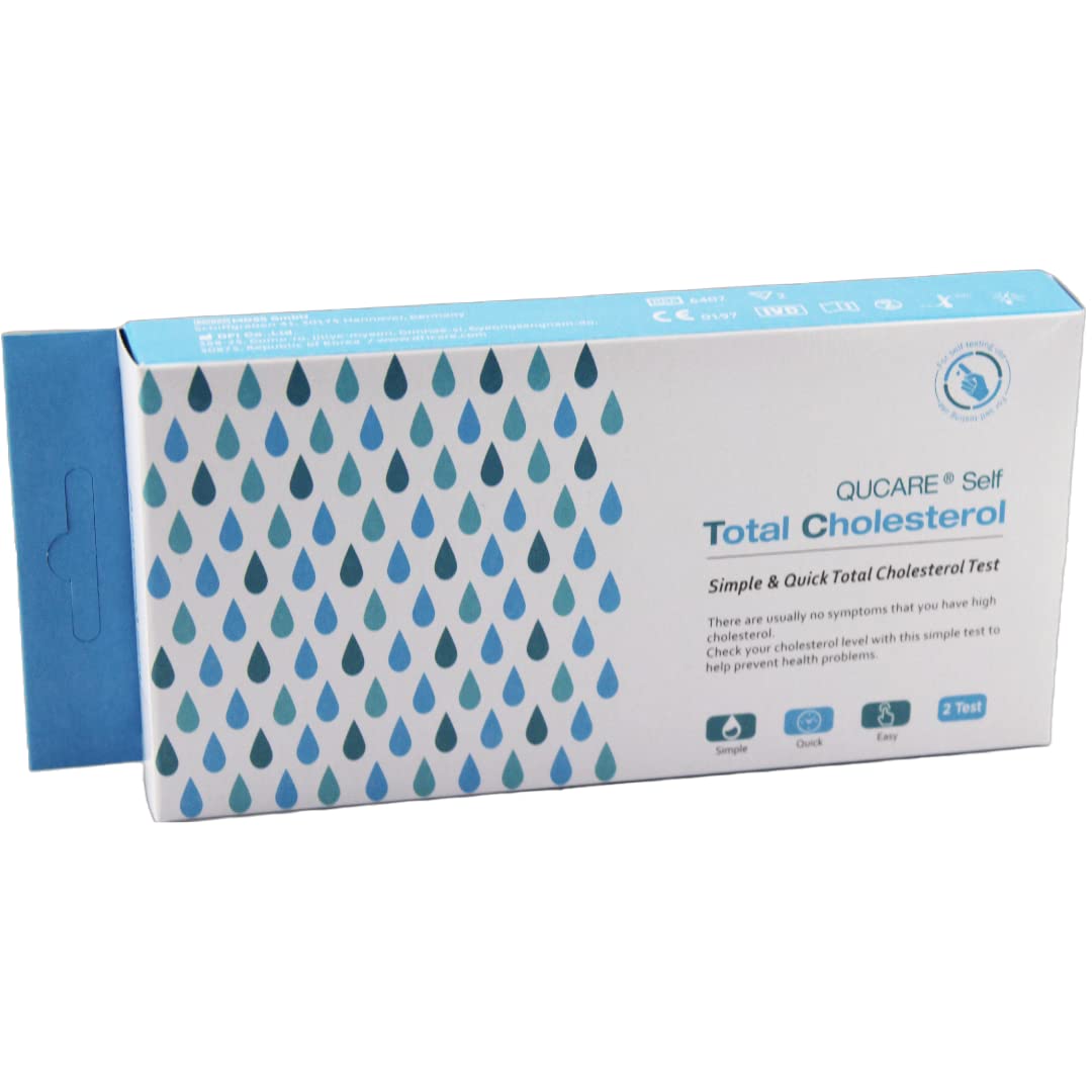 QuCare Prueba de colesterol total: dos pruebas en un kit para monitorear su salud.