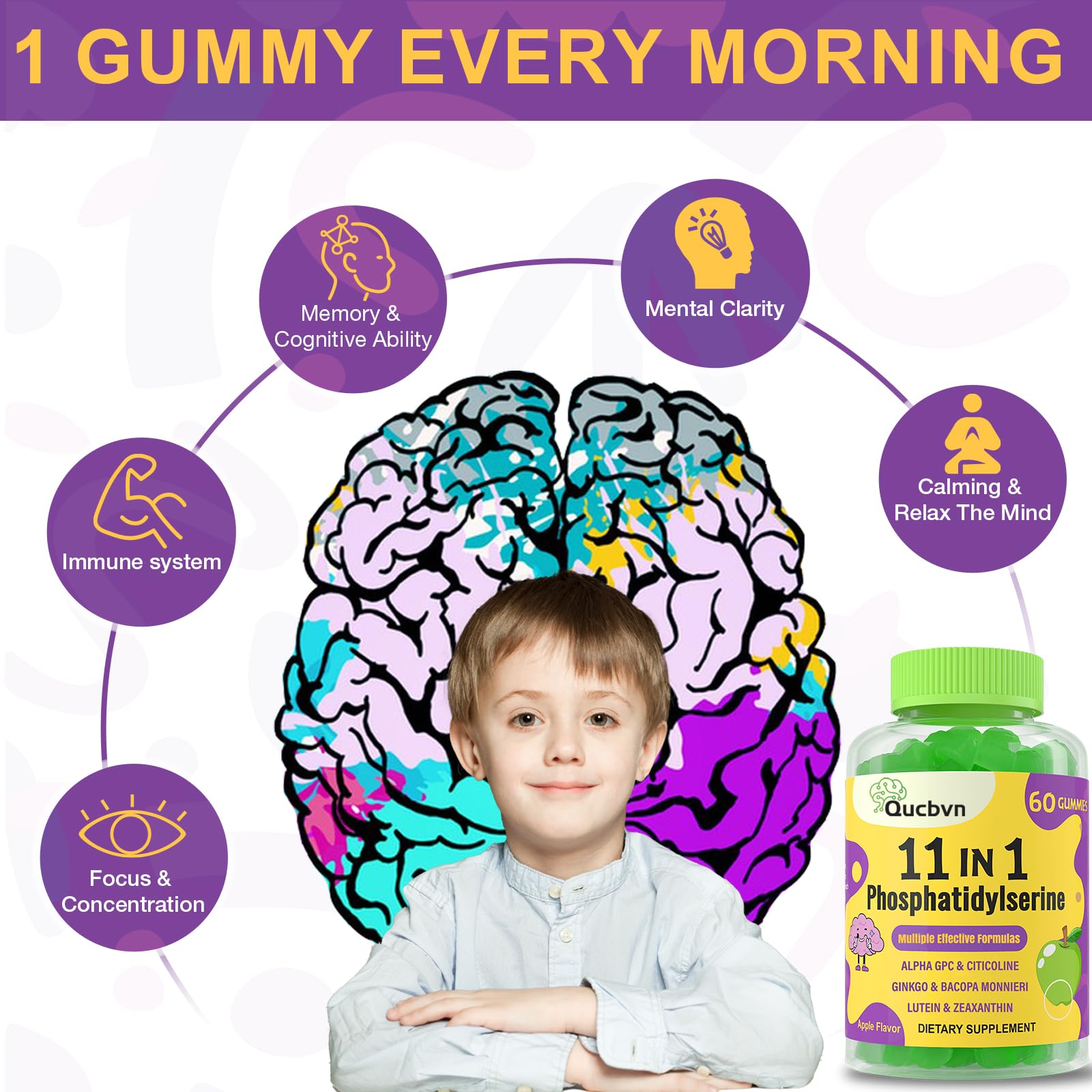 Qucbvn bacopa monnieri gomitas, claridad mental respaldada.