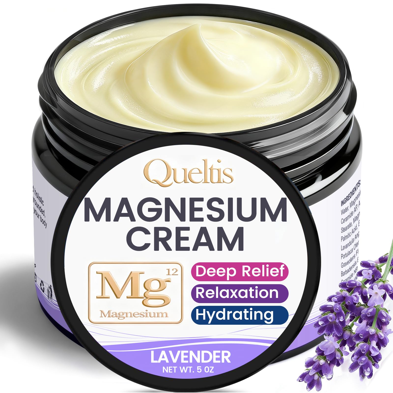 QUELTIS Magnesium Cream con lavanda, bote para relajación muscular