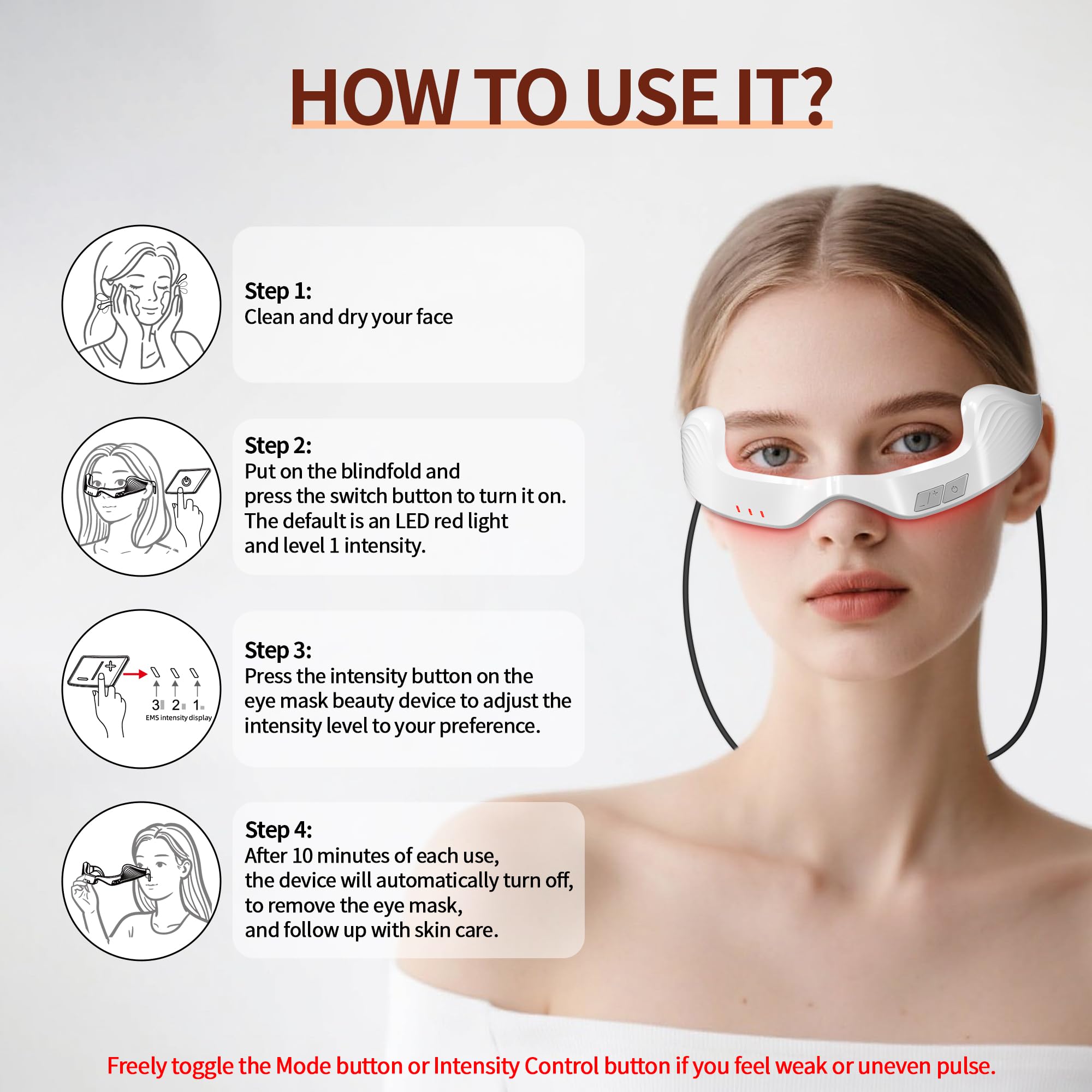 Queleay diseño 4D alrededor de ojos, ajuste cómodo y luz uniforme
