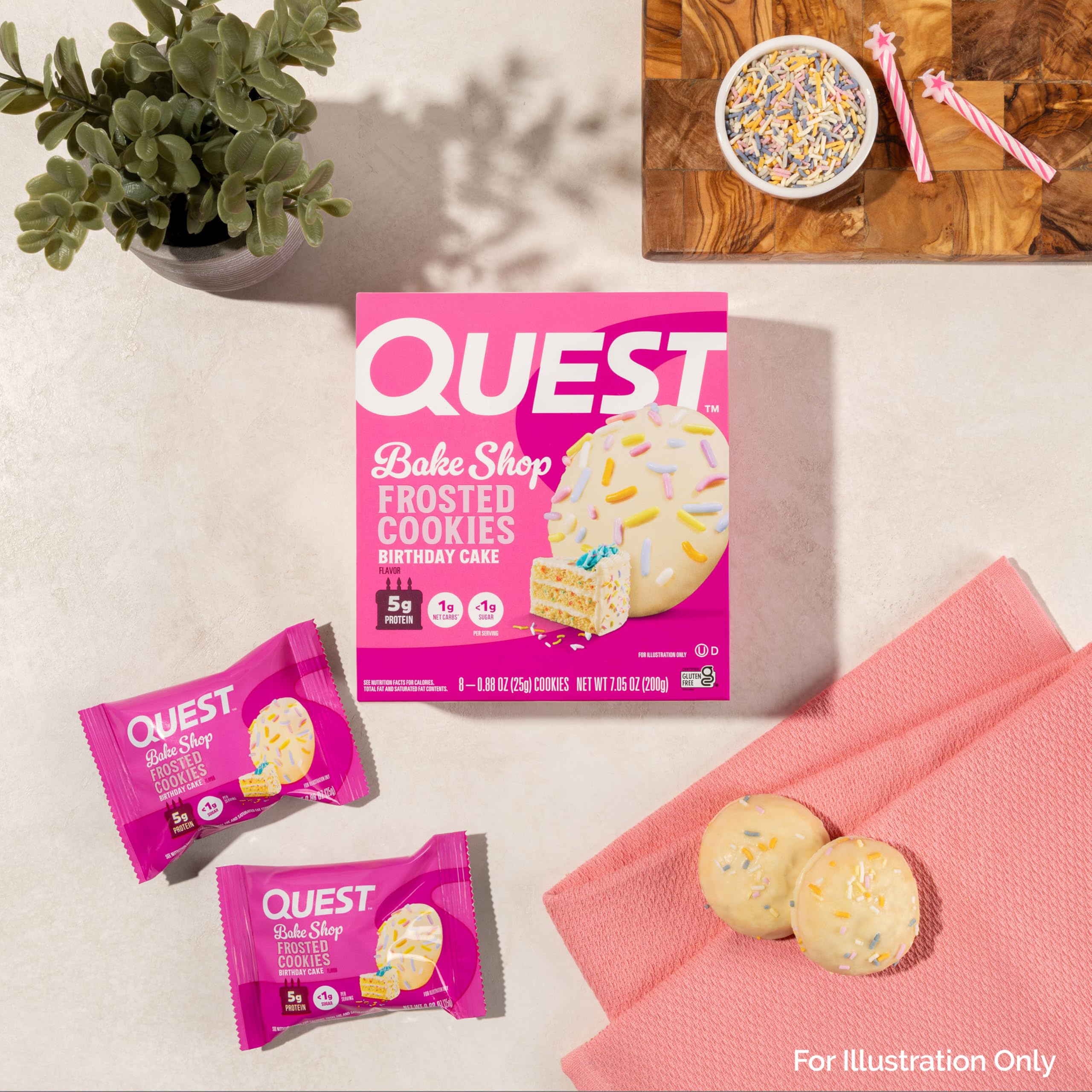 Quest galletas proteína sabor pastel de cumpleaños para merienda