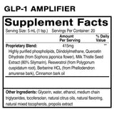 Quicksilver GLP-1 Amplificador, etiqueta cercana, apoya respuestas saludables y digestión pausada.