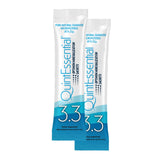 Quicksilver Quintessential 3.3 sachets packaging showcasing travel-friendly sea mineral formula for hydration.
