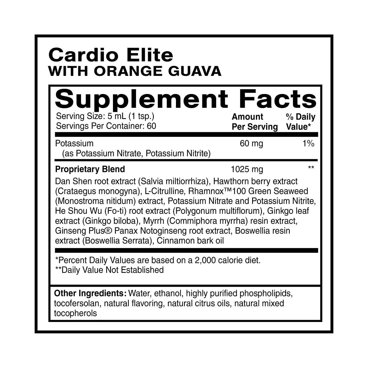 Cardio Elite de Quicksilver Scientific, etiqueta-cerca, muestra el diseño de la fórmula para apoyar la salud vascular.