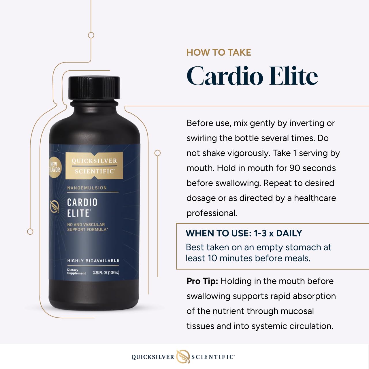Cardio Elite de Quicksilver Scientific, tecnología liposomal, favorece absorción rápida y entrega de nutrientes.