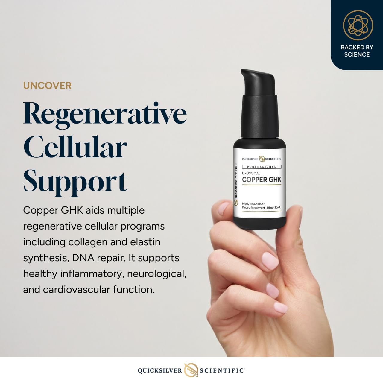 Etiqueta del producto Quicksilver Scientific Cobre GHK liposomal