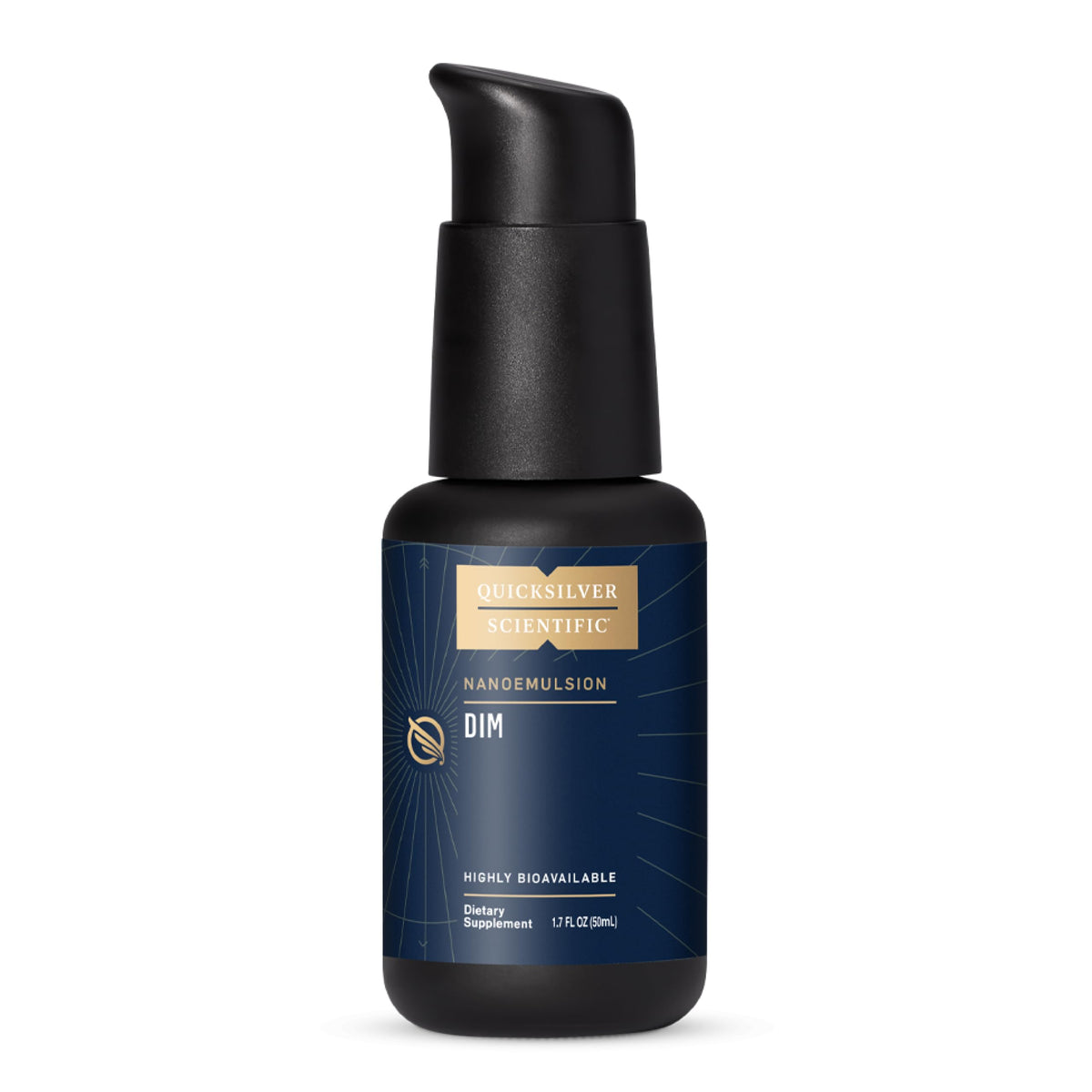 Quicksilver Scientific DIM liposomales en botella, absorción rápida y uso diario.