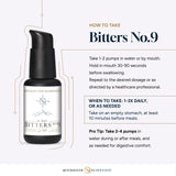 Quicksilver Scientific Dr. Shade's Bitters No. 9, ambiente de cocina, ritual suave para digestión.