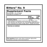 Quicksilver Scientific Dr. Shade's Bitters No. 9, etiqueta frontal, aroma cítrico para bienestar.