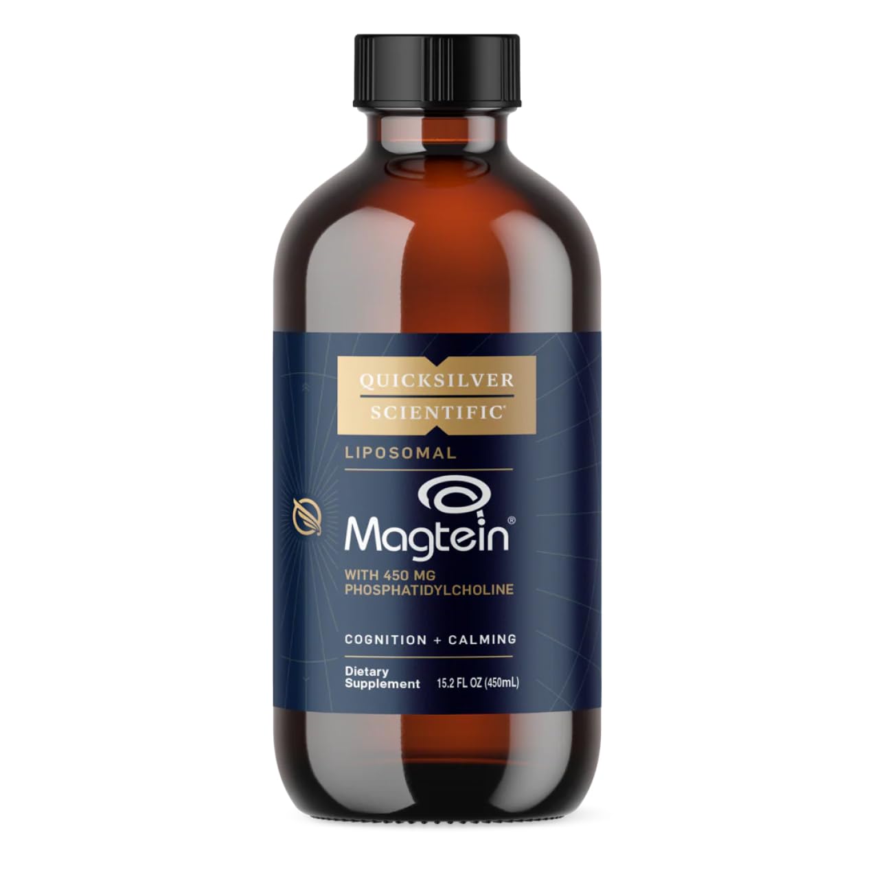 Quicksilver Scientific Liposomal Magtein, botella porción, apoyo potencial a la claridad mental y al sueño.