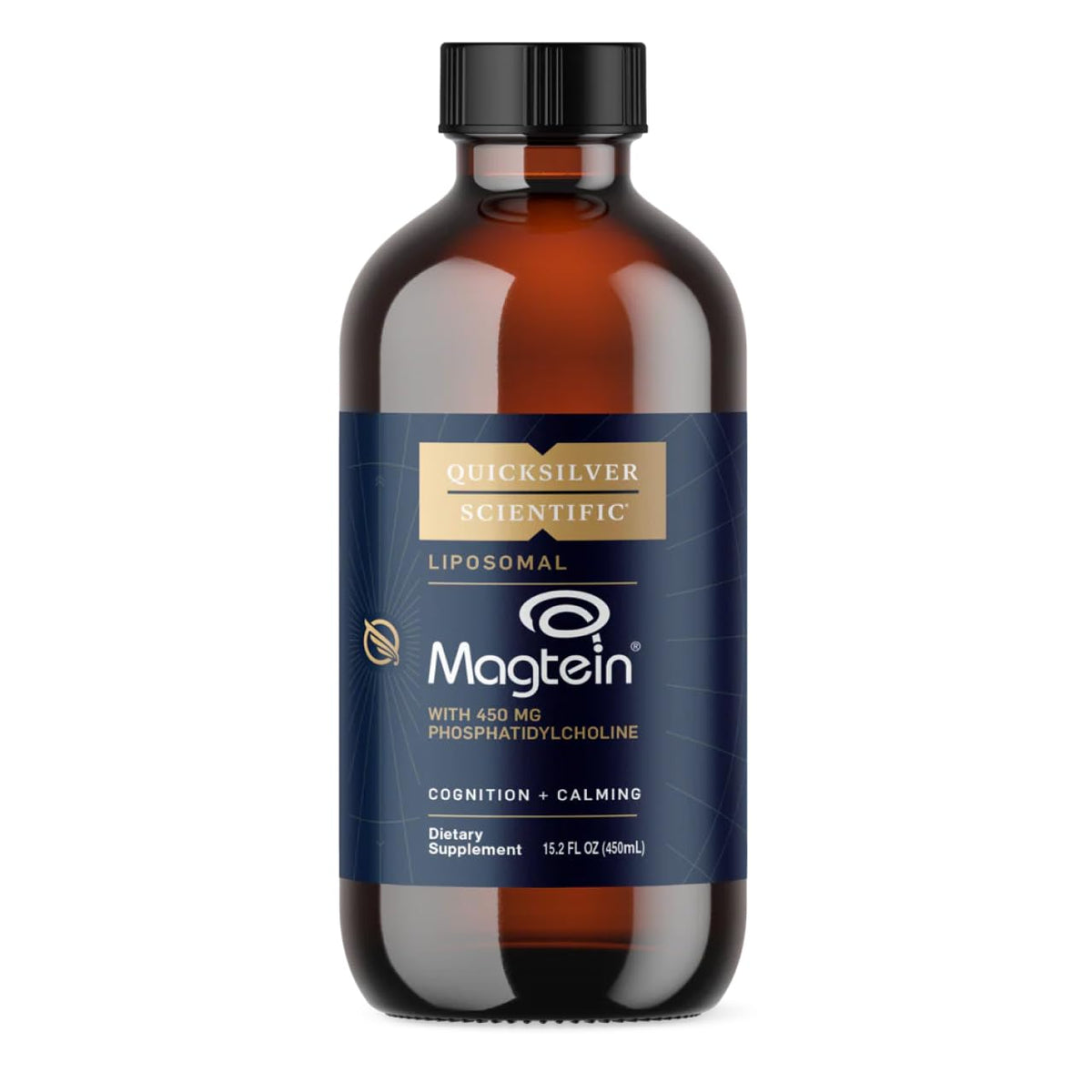 Quicksilver Scientific Liposomal Magtein, botella porción, apoyo potencial a la claridad mental y al sueño.