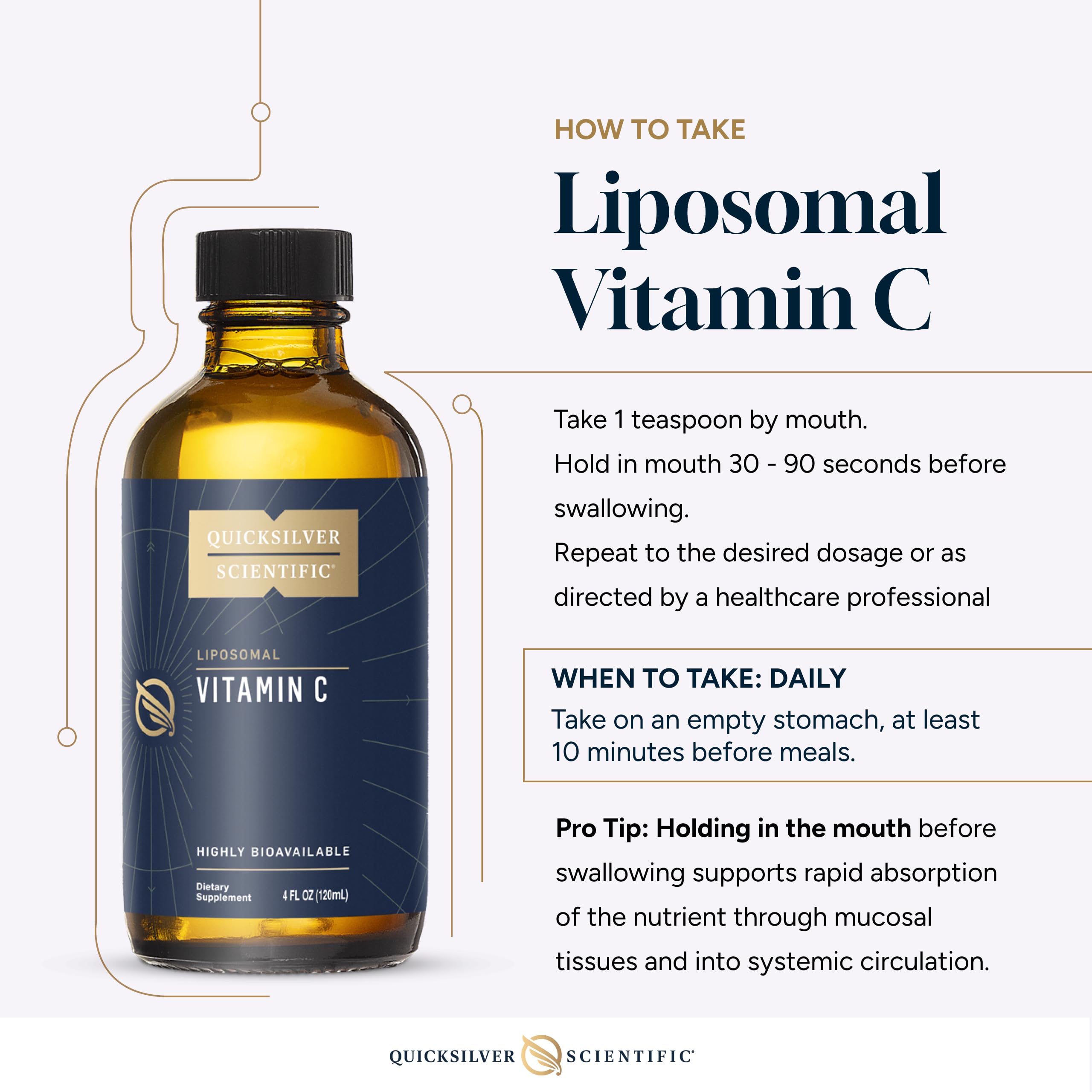 Quicksilver Scientific Vitamina C liposómica, dosis diaria, soporte antioxidante y bienestar general.