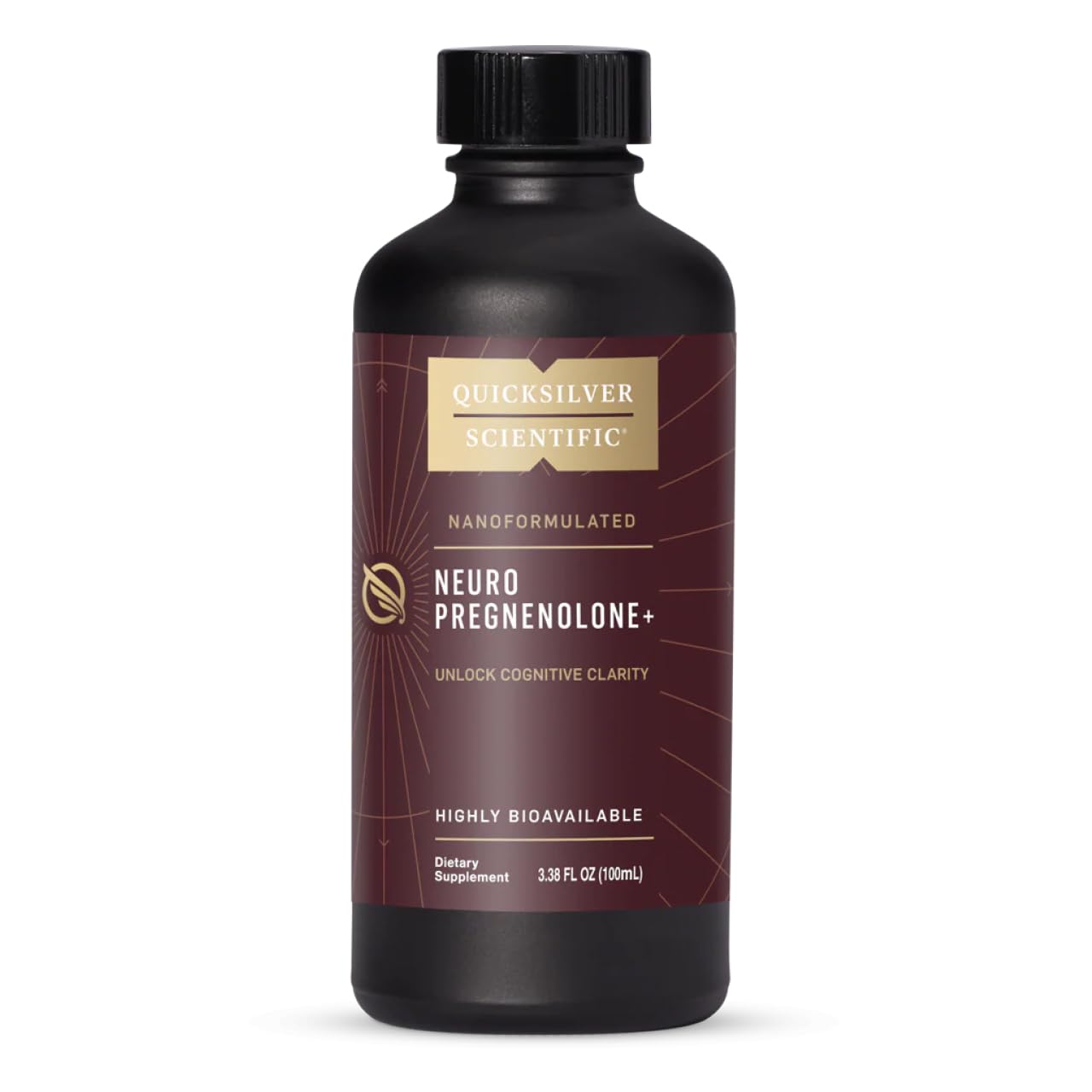 Neuro Pregnenolone+ de Quicksilver Scientific, botella para apoyo cerebral.