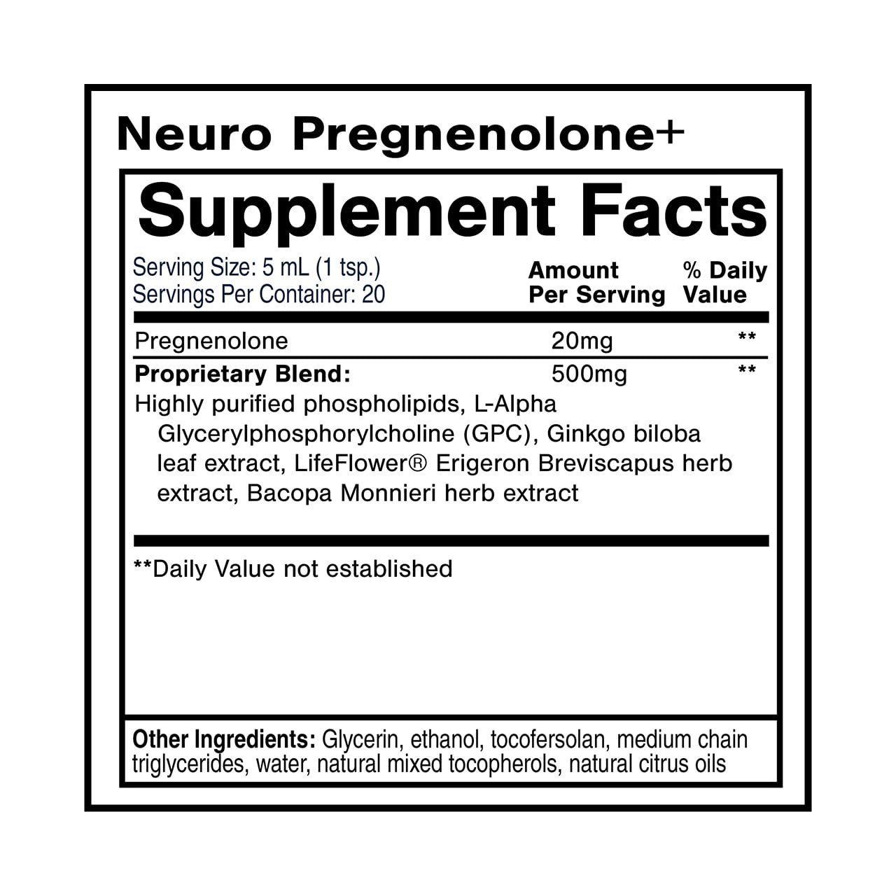 Gota de Neuro Pregnenolone+ de Quicksilver Scientific para absorción rápida.