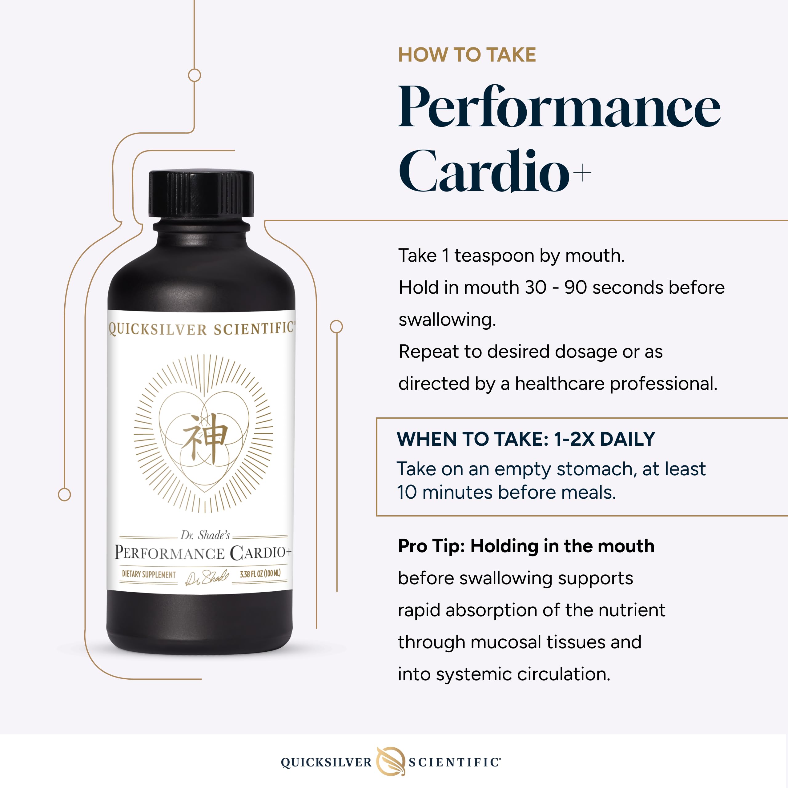 Quicksilver Scientific Performance Cardio+ dosis diaria para apoyar circulación y oxigenación.