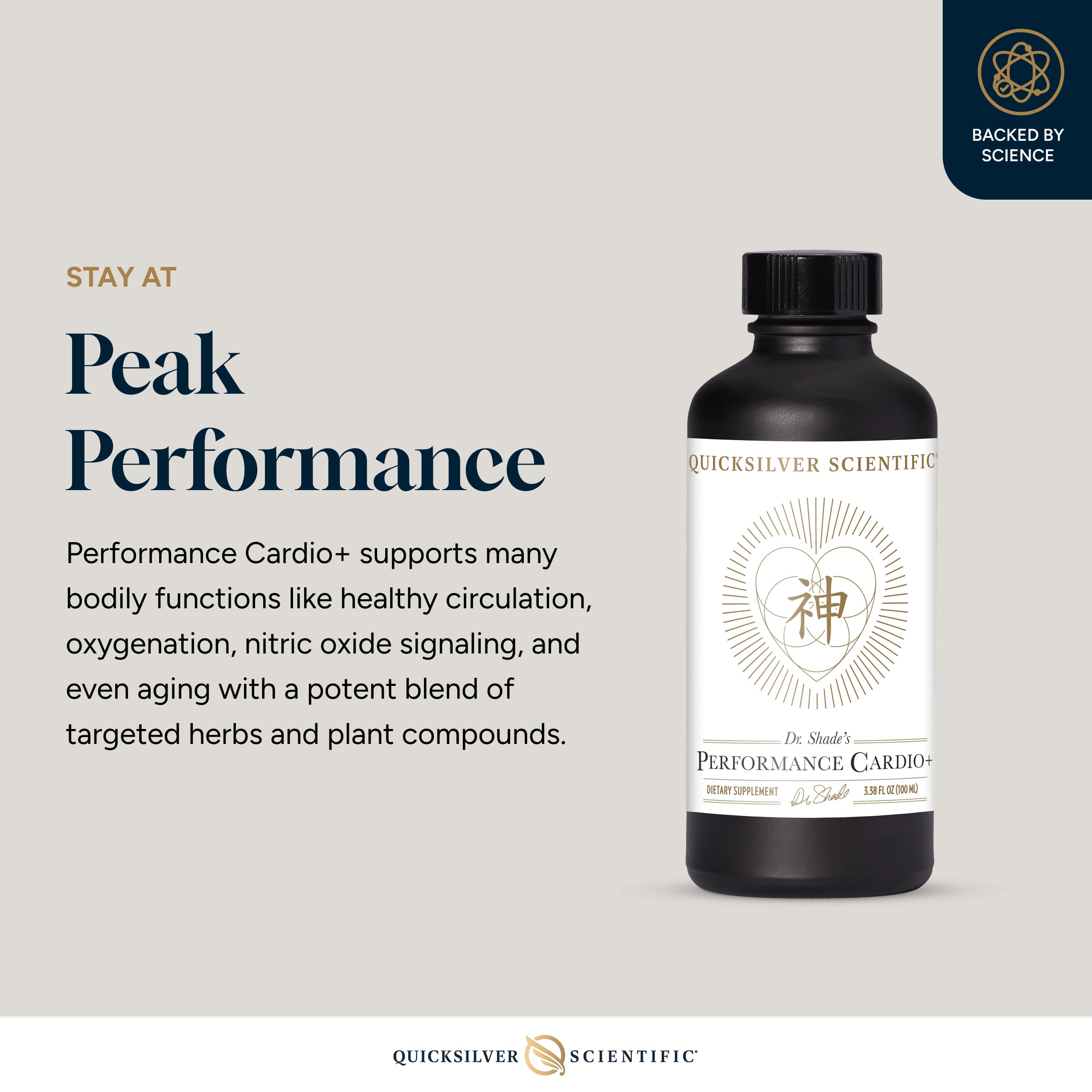 Quicksilver Scientific Performance Cardio+ en gotas para absorción rápida y energía.