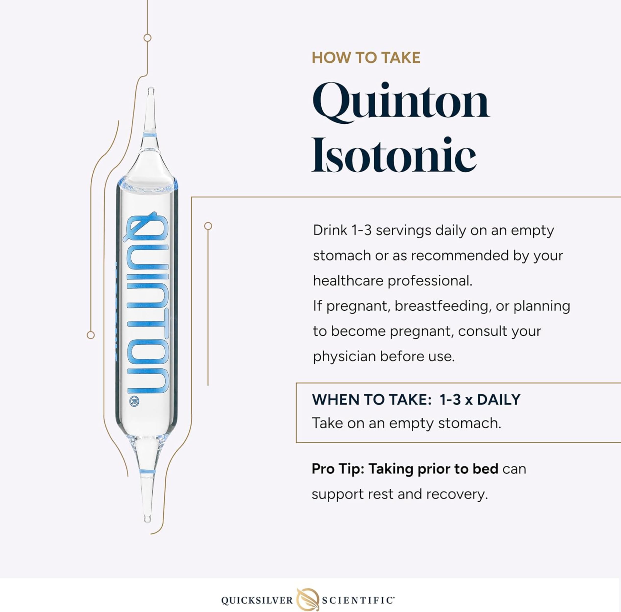 Quicksilver Scientific Quinton minerales marinos para recuperación diaria.