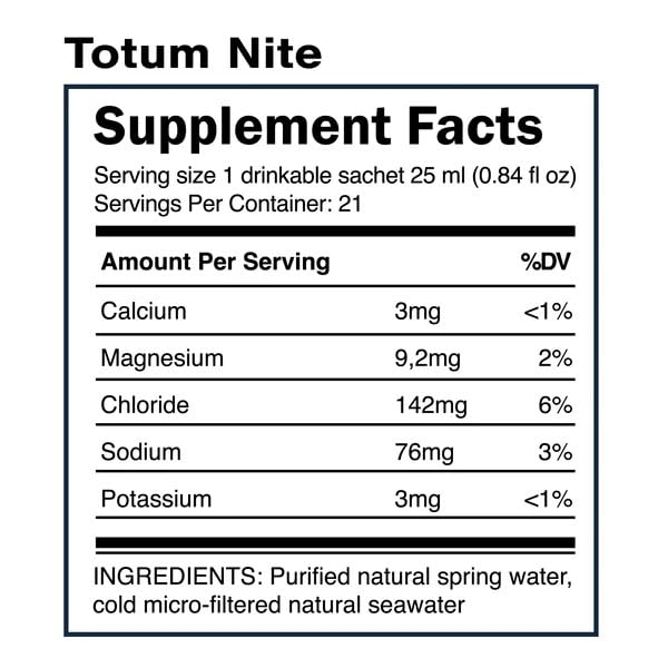 Totum Nite, empaque de Quicksilver Scientific, práctico para consumo nocturno tras entrenar.