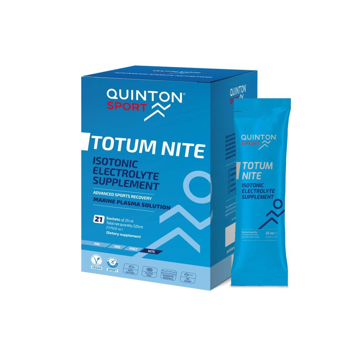 Totum Nite de Quicksilver Scientific, monodosis bebibles para hidratación isotónica y recuperación.