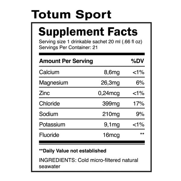 Totum Sport en empaque de sobres para reposición de electrolitos tras ejercicio