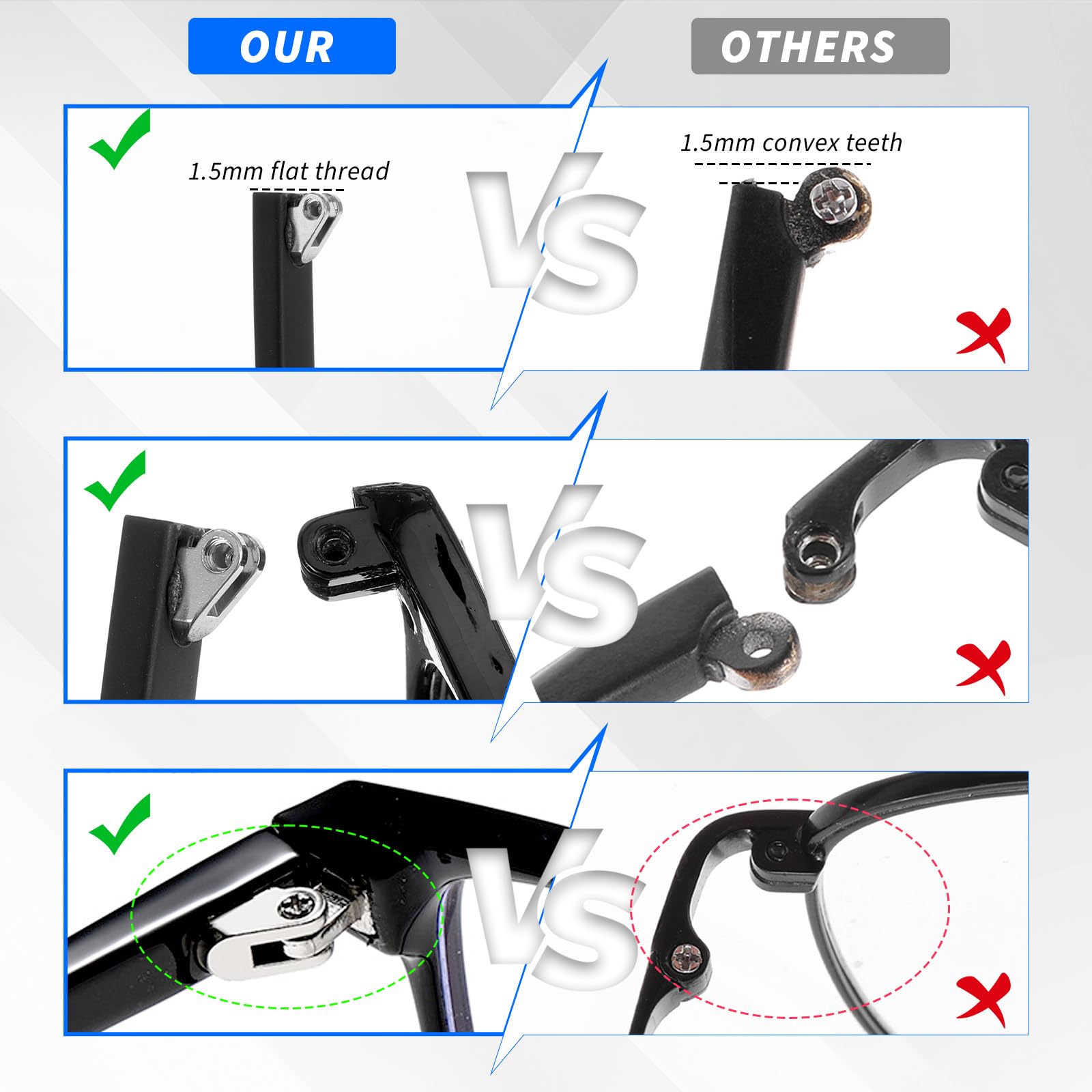 Quilax tornillos para gafas: sujeción segura y duradera.