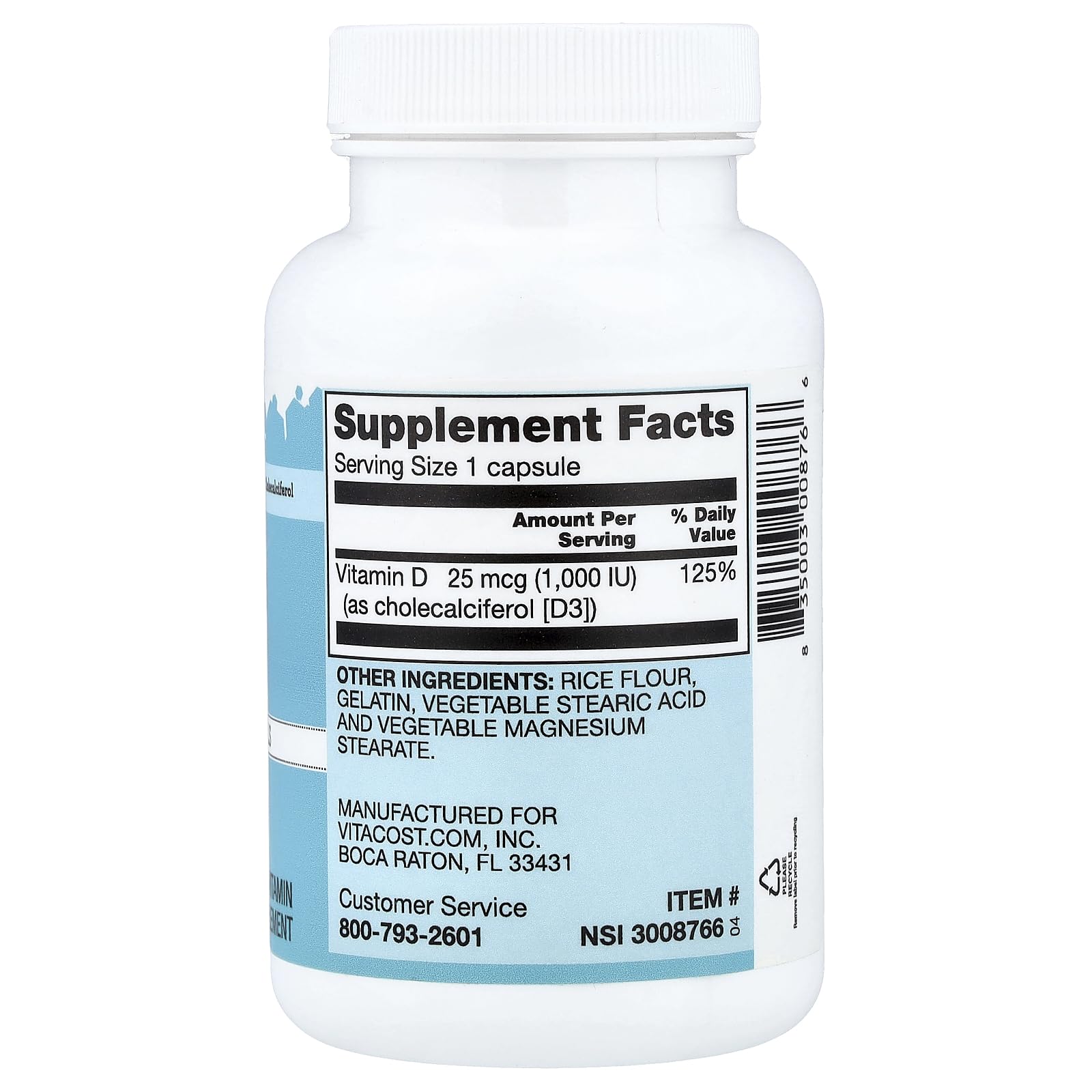 Quilm Vitamina D3 frasco de cápsulas para absorción de calcio