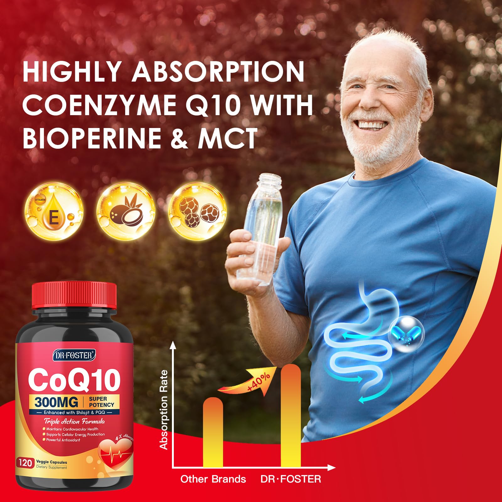 Quinovit CoQ10 300mg MCT, mejora absorción y solubilidad.