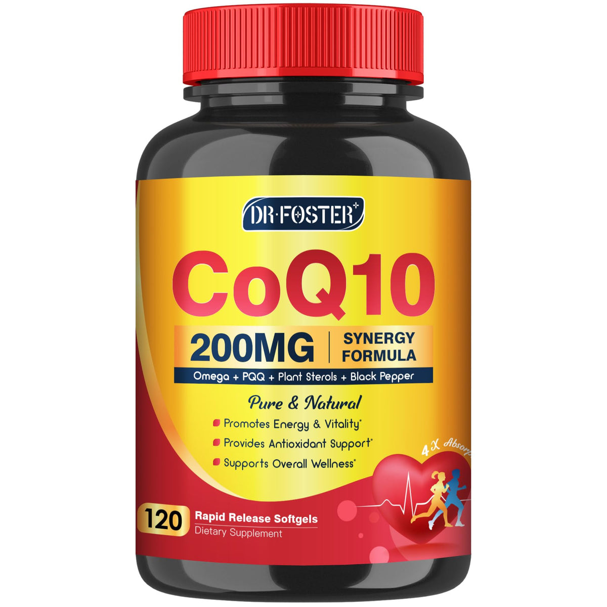 Botella de Quinovit CoQ10 lista para uso diario.