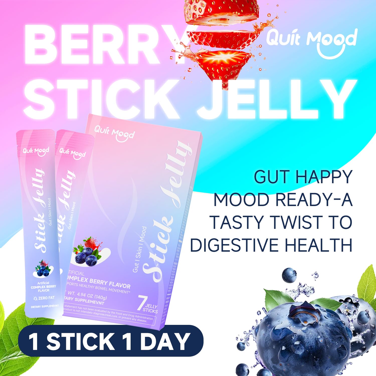 Quit mood S Stick Jelly Berry textura suave y gelatinosa para masticar