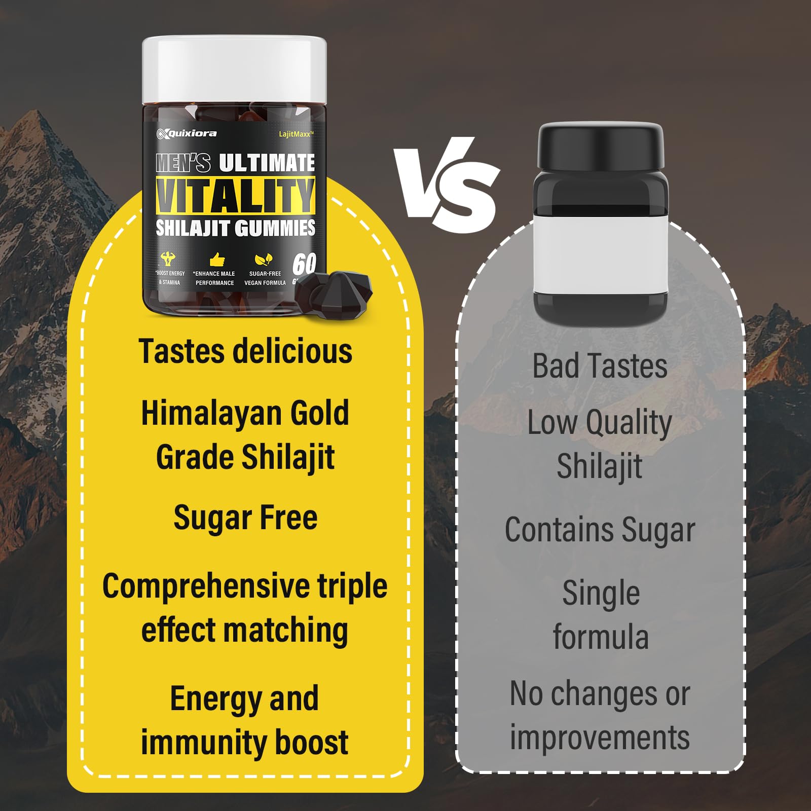 Mezcla trifásica de minerales y ashwagandha en Quixiora Shilajit Gummies