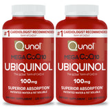 Qunol Mega ubiquinol CoQ10 softgels bottle front view for energy support.