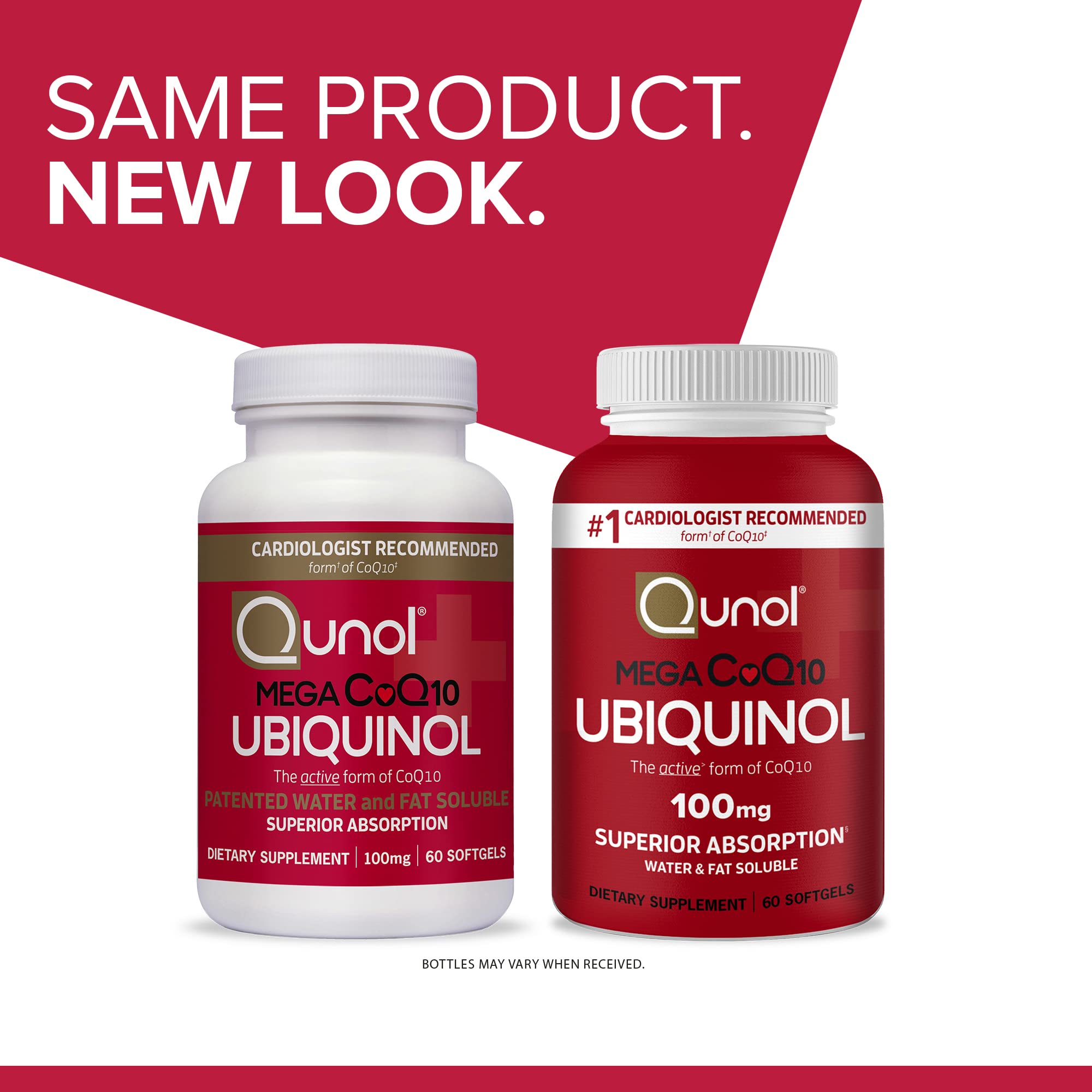 Qunol Mega Ubiquinol paquete de dos envases, mayor disponibilidad para uso continuo.