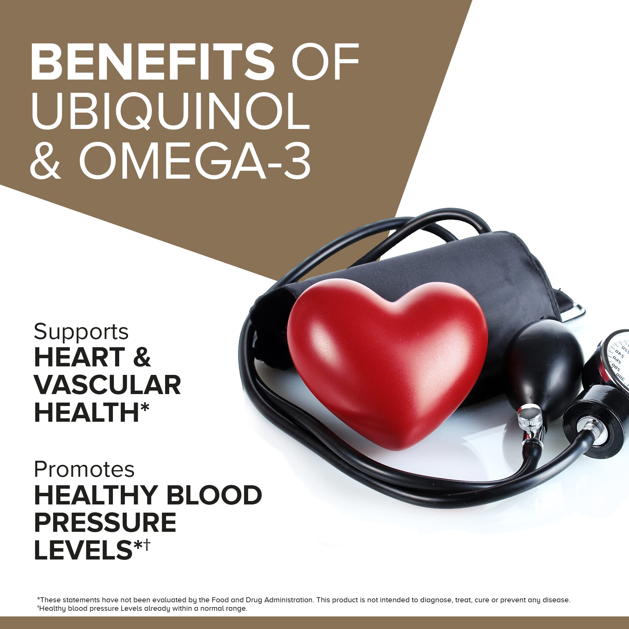 Qunol Plus etiqueta-frasco muestra información del producto y beneficios antioxidantes