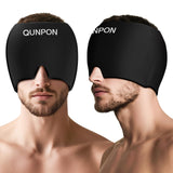 Gorro QUNPON con hielo para alivio de migrañas en sienes.