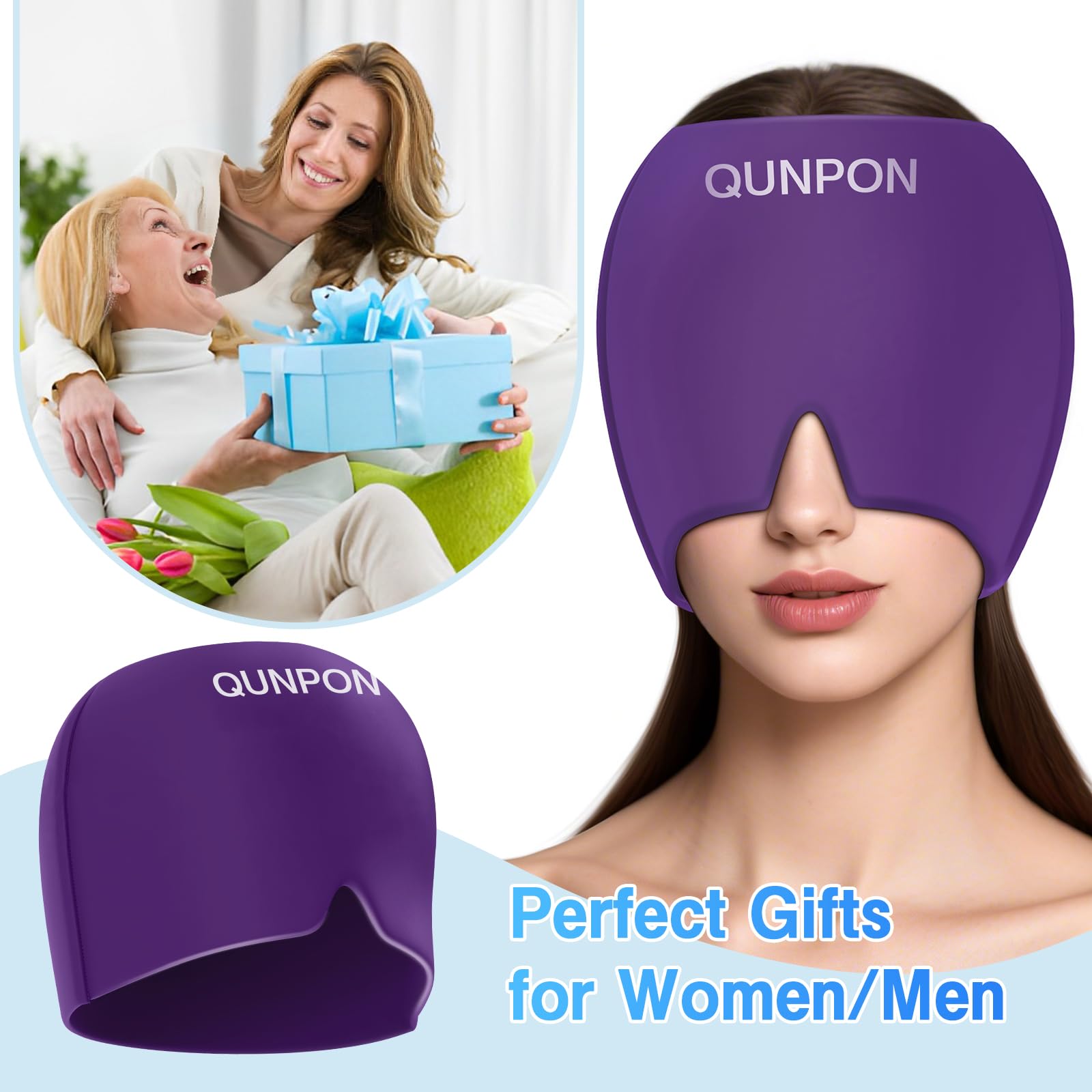 Gorra QUNPON para uso en frío o calor, ideal para aliviar tensiones.