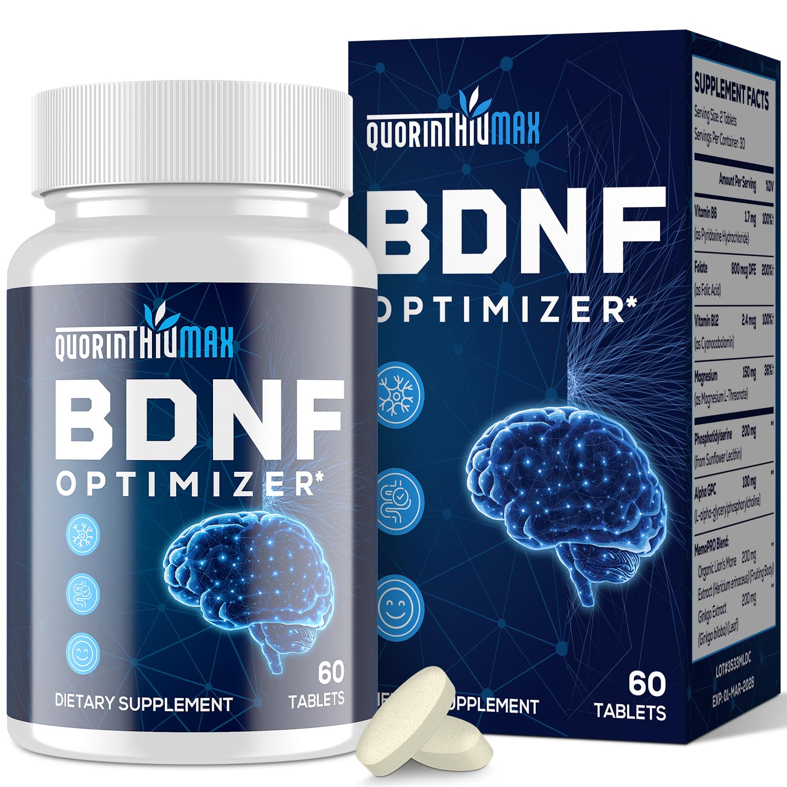 Quorinthiumax – botella con cápsulas para claridad mental.