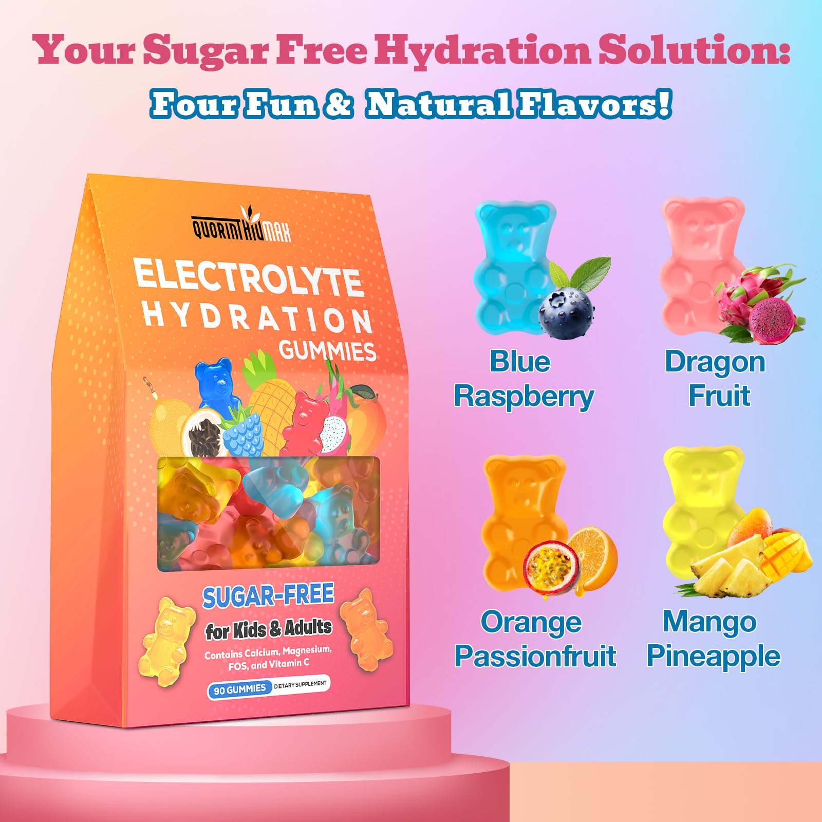Quorinthiumax sabor frambuesa, gominolas de electrolitos para recuperación suave.