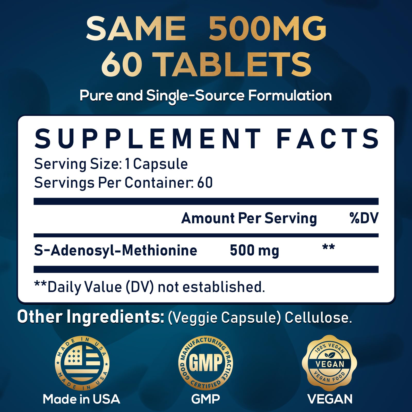 Uso diario de Quorinthiumax SAM-e 500 mg para apoyo sostenible